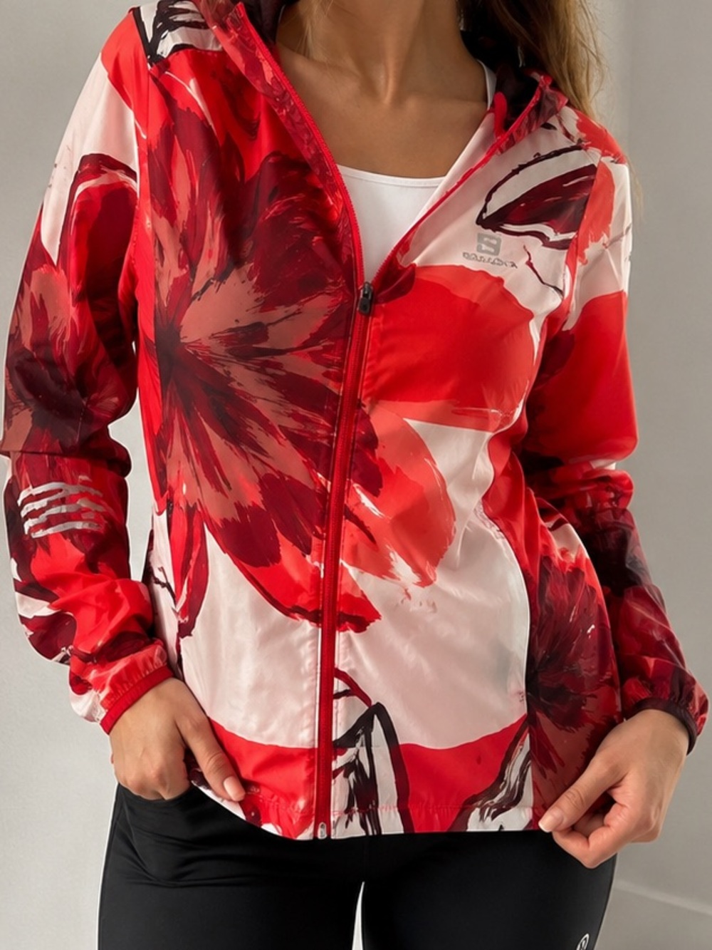 Salomon Red & Pink Graphic Packable Jacket